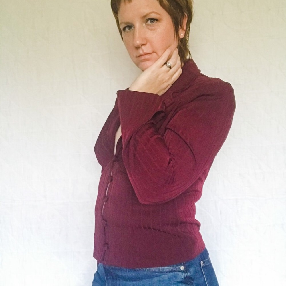 Y2K Fitted Burgundy Blazer/Top